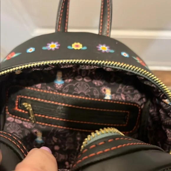 Loungefly Disney Floral Black Backpack - Picture 12 of 14